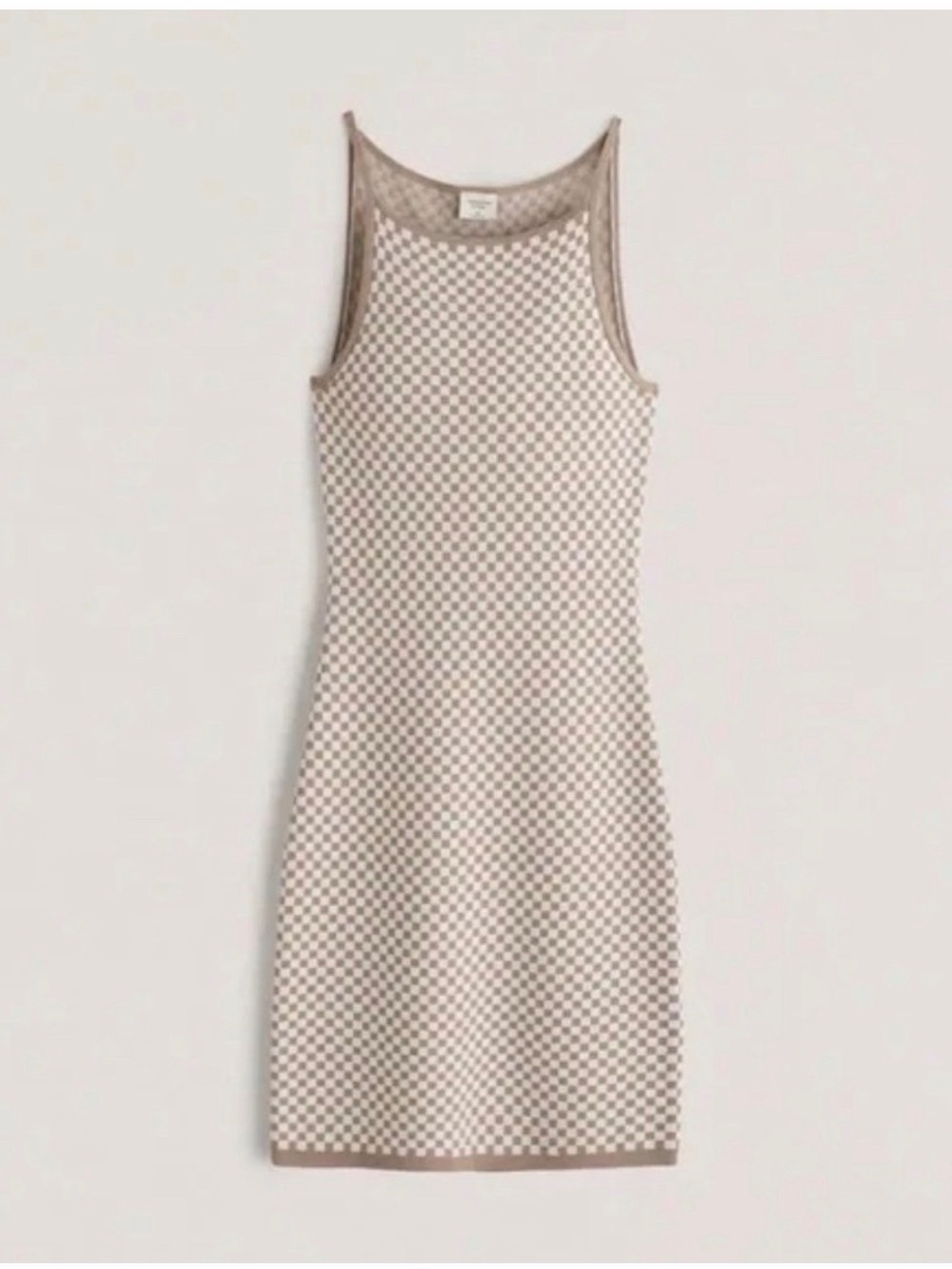 Abercrombie & Fitch Beige and Cream Checkered Mini Dress